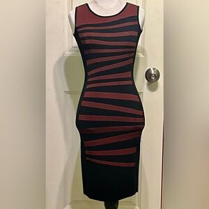 Elegant Black and Brown Striped knit Dress